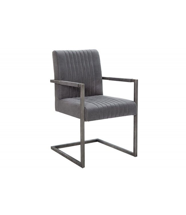 Invicta Interior Moderne sledefauteuil BIG ASTON vintage grijs geborsteld ijzeren frame - 39083