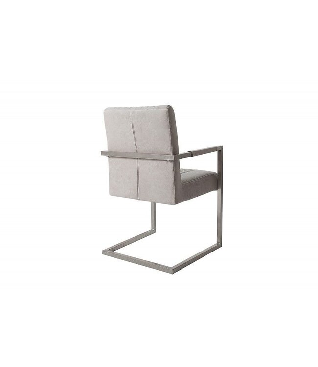 Invicta Interior Moderne sledefauteuil BIG ASTON steengrijs geborsteld RVS - 39086