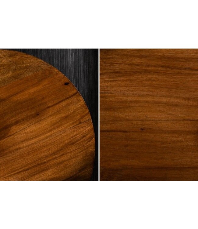 Invicta Interior Design bijzettafel EXTRAVAGANCIA 50cm massief mangohout ronde metalen kolomvoet zilver - 39090