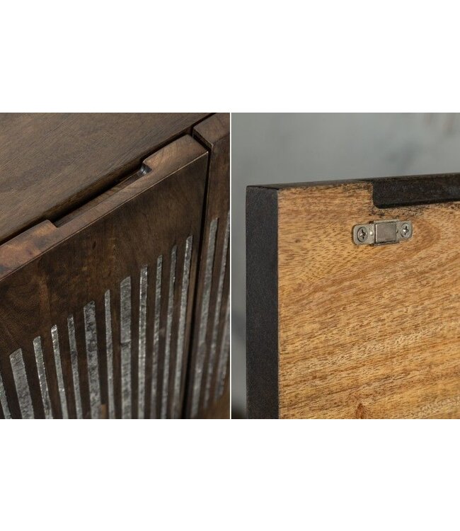 Invicta Interior Massief dressoir ONYX 180 cm donkerbruin mangohout edelsteen agaat goud metalen frame - 39229