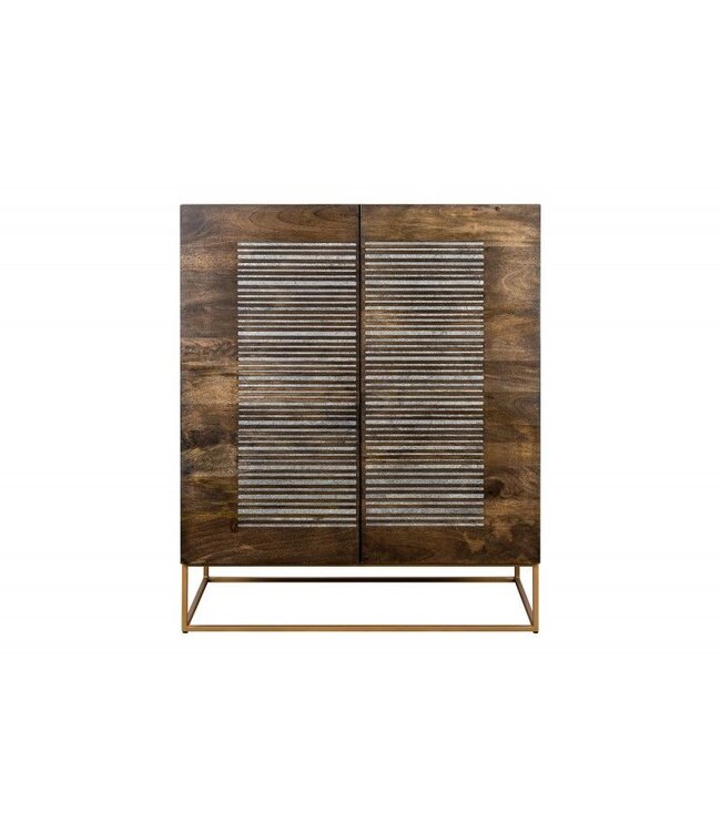 Invicta Interior Massief dressoir ONYX 120 cm donkerbruin mangohout edelsteen agaat goud metalen frame - 39231