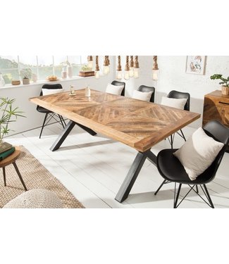 Invicta Interior Massieve eettafel INFINITY HOME 160cm naturel zwart mangohout industrieel design X-frame - 39286