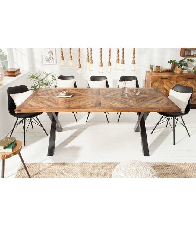 Invicta Interior Massieve eettafel INFINITY HOME 200cm naturel zwart mangohout industrieel design X-frame - 39288