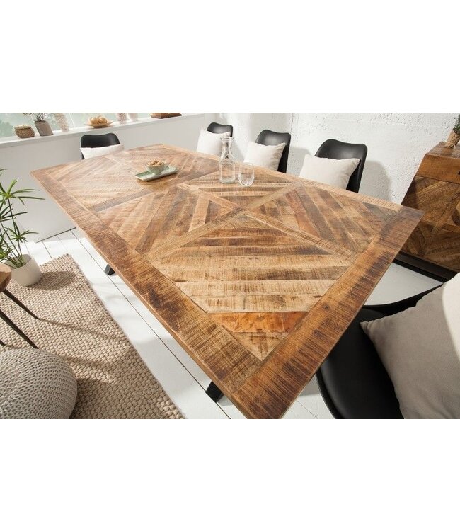 Invicta Interior Massieve eettafel INFINITY HOME 200cm naturel zwart mangohout industrieel design X-frame - 39288