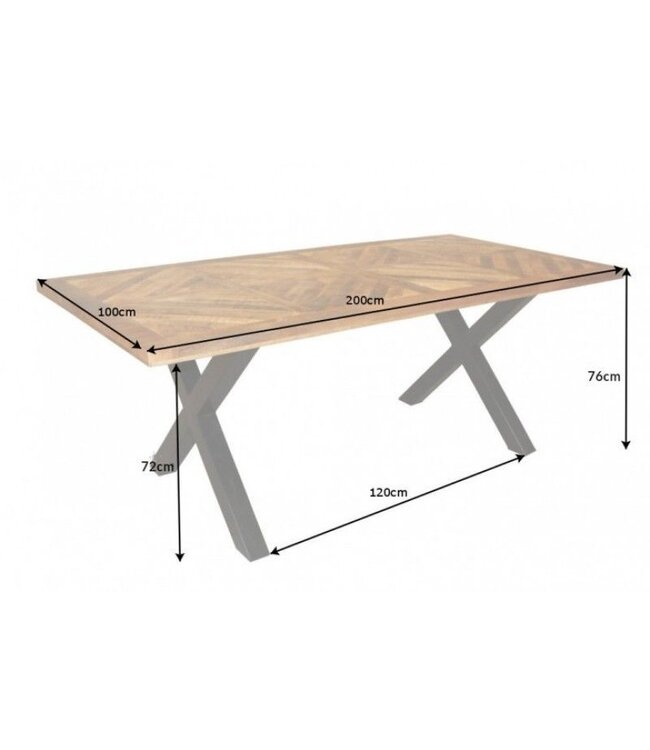 Invicta Interior Massieve eettafel INFINITY HOME 200cm naturel zwart mangohout industrieel design X-frame - 39288