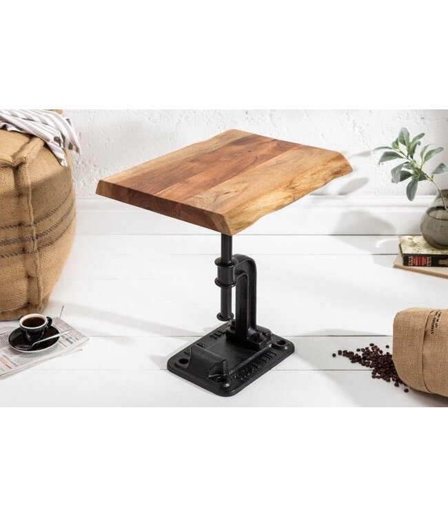 Invicta Interior Authentieke bijzettafel FACTORY 43cm massief acaciahout industrieel design - 39291