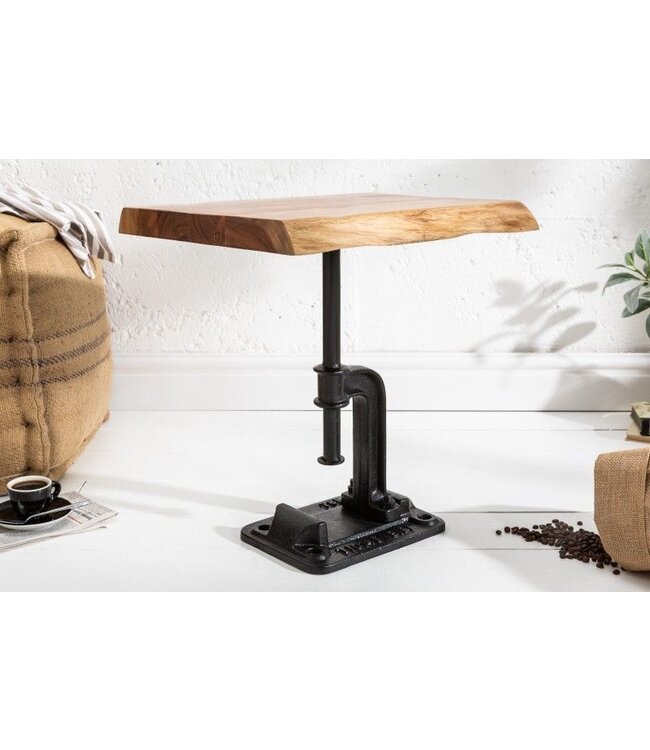 Invicta Interior Authentieke bijzettafel FACTORY 43cm massief acaciahout industrieel design - 39291