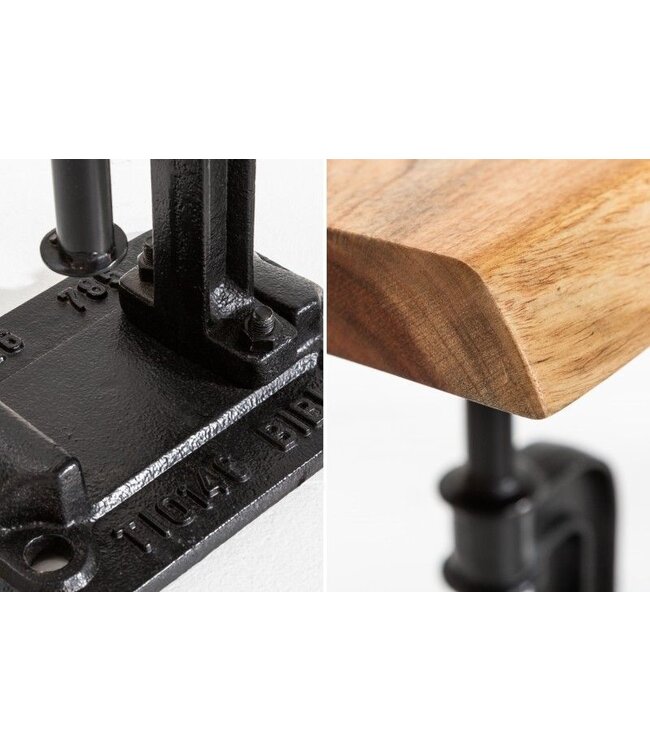 Invicta Interior Authentieke bijzettafel FACTORY 43cm massief acaciahout industrieel design - 39291