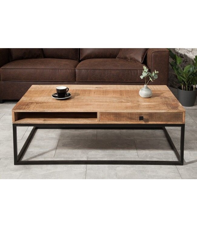 Invicta Interior Massieve salontafel IRON CRAFT 100cm mangohout met lade - 39293