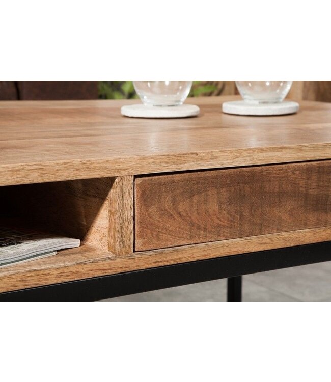 Invicta Interior Massieve salontafel IRON CRAFT 100cm mangohout met lade - 39293