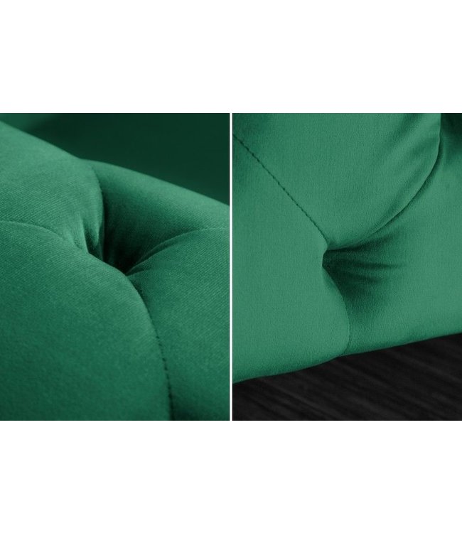 Invicta Interior Chesterfield 3-zitsbank MODERN BAROK 235cm smaragdgroen fluweel 3-zits - 39312