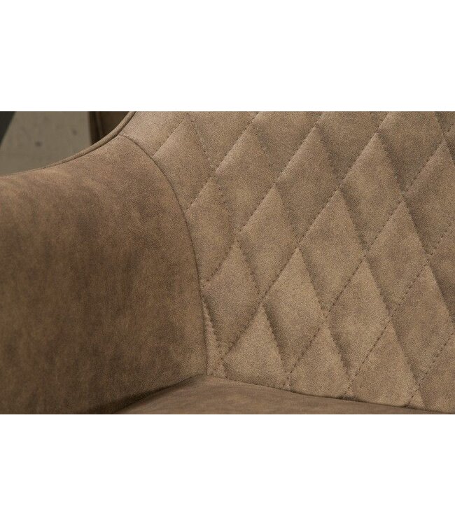 Invicta Interior Retro stoel PALERMO taupe met armleuning en decoratieve stiksels - 39343