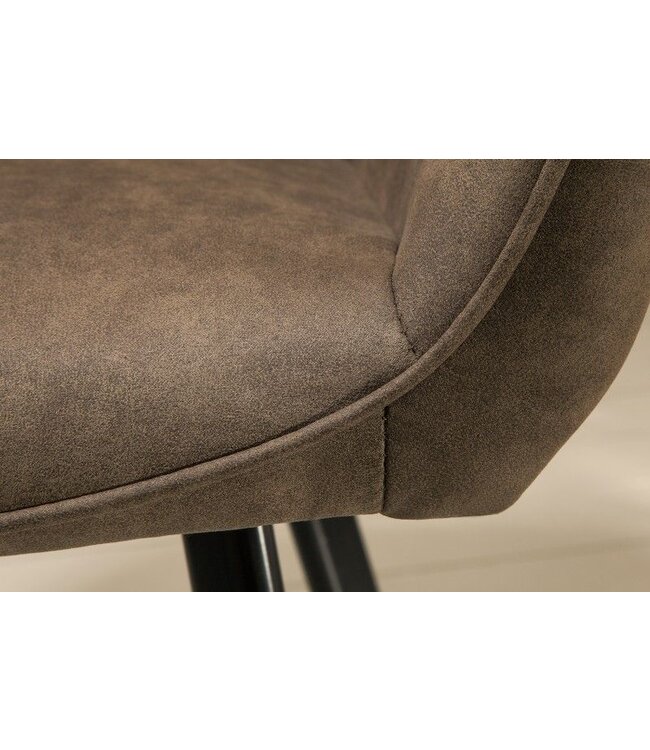 Invicta Interior Retro stoel PALERMO taupe met armleuning en decoratieve stiksels - 39343