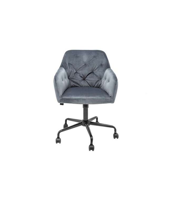 Invicta Interior In hoogte verstelbare bureaustoel DUTCH COMFORT grijs fluweel met quilting - 39350