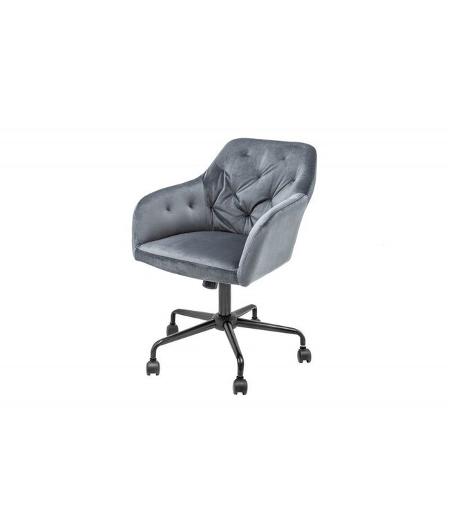 Invicta Interior In hoogte verstelbare bureaustoel DUTCH COMFORT grijs fluweel met quilting - 39350