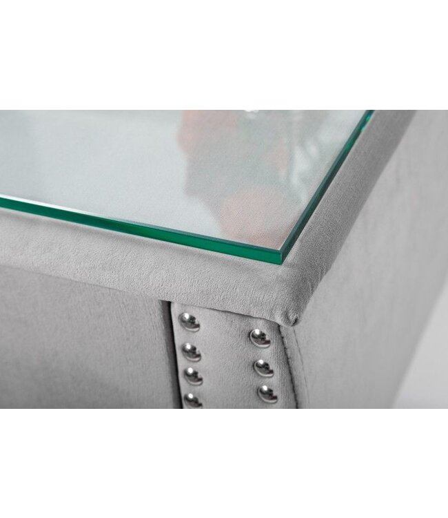 Invicta Interior Elegant nachtkastje EXTRAVAGANCIA 47cm zilvergrijs fluwelen nachtkastje met lade - 39357