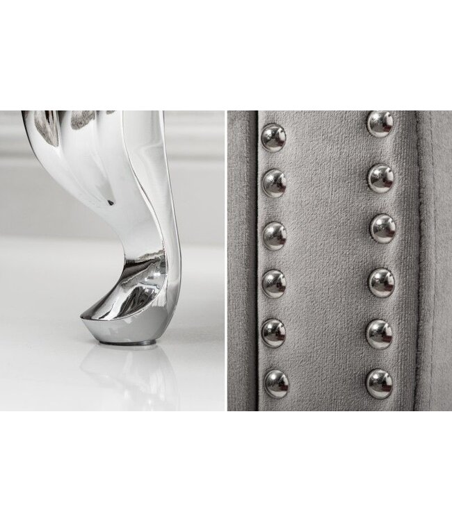 Invicta Interior Elegant nachtkastje EXTRAVAGANCIA 47cm zilvergrijs fluwelen nachtkastje met lade - 39357