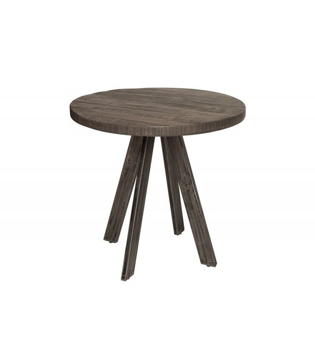 Invicta Interior Massieve eettafel IRON CRAFT 80cm rond grijs mangohout gebogen poten - 39368