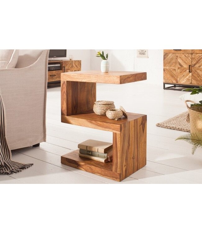 Invicta Interior Handgemaakte bijzettafel S 60cm massief sheeshamhout verstelbaar - 39382