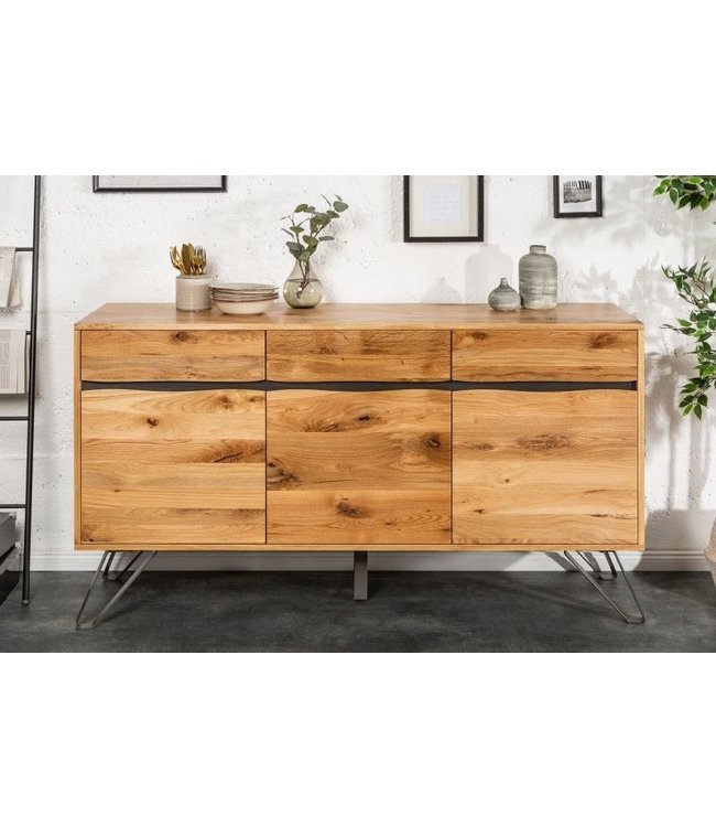 Invicta Interior Massief dressoir LIVING EDGE 160cm wild eiken geolied boomrandbord - 39435