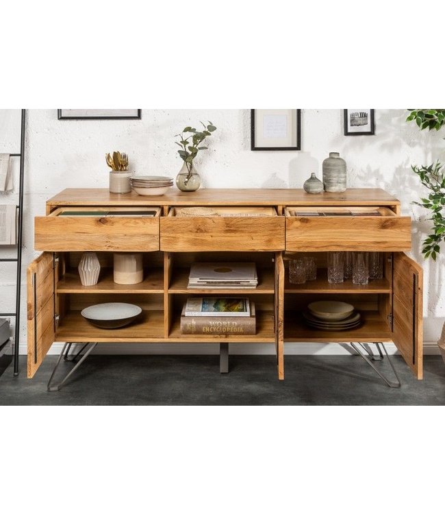 Invicta Interior Massief dressoir LIVING EDGE 160cm wild eiken geolied boomrandbord - 39435