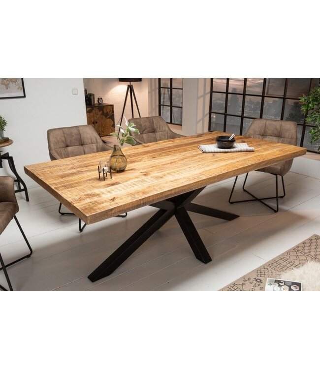 Invicta Interior Massieve industrieele eettafel GALAXIE 200cm mangohouten stervormig frame - 39444