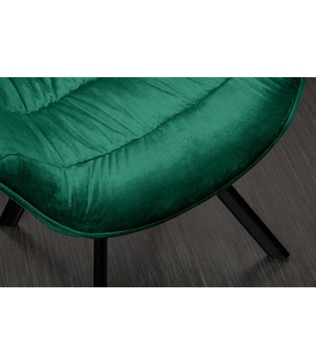 Invicta Interior Design stoel THE DUTCH COMFORT smaragdgroen fluweel retrostijl met armleuningen - 39475
