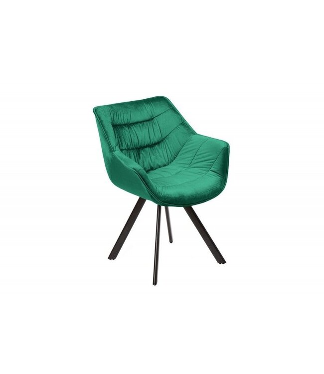 Invicta Interior Design stoel THE DUTCH COMFORT smaragdgroen fluweel retrostijl met armleuningen - 39475