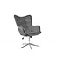 Invicta Interior Design fauteuil MR. LOUNGER grijs chroom fluweel in hoogte verstelbaar draaibaar retro - 39511