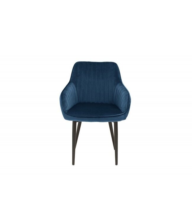 Invicta Interior Elegante armleuningstoel TURIJN koningsblauw fluweel met decoratieve stiksels - 39527