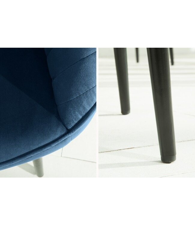 Invicta Interior Elegante armleuningstoel TURIJN koningsblauw fluweel met decoratieve stiksels - 39527