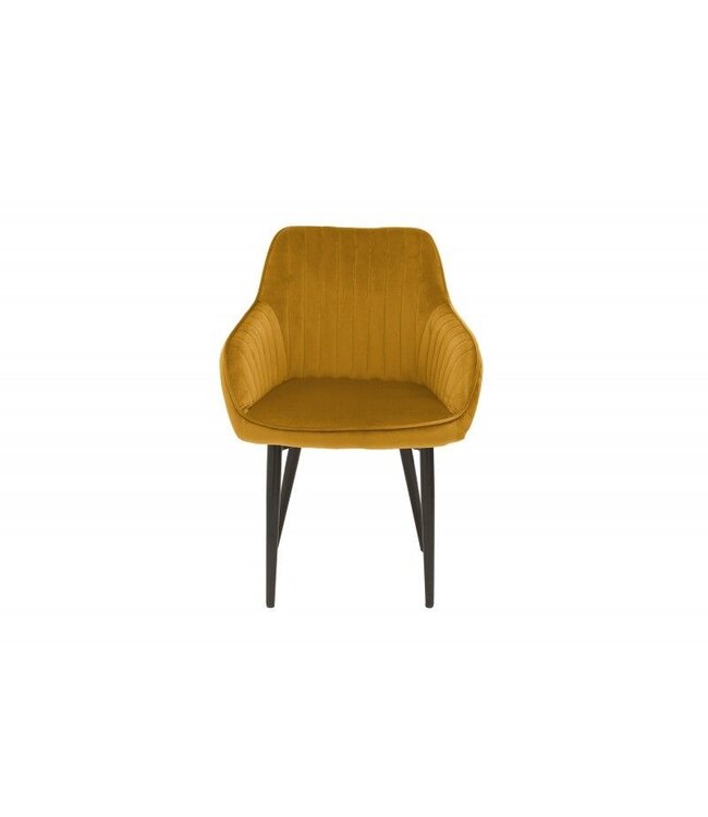 Invicta Interior Elegante armleuningstoel TURIJN mosterdgeel fluweel met decoratieve stiksels - 39528