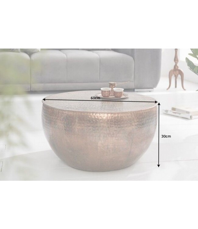 Invicta Interior Ronde salontafel ORIENT II 60cm gevlamd koper metaal gehamerd ontwerp handgemaakt - 39535