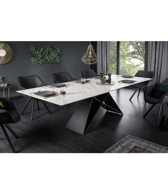 Invicta Interior Uitschuifbare eettafel PROMETHEUS 180-220-260cm wit marmer keramiek gemaakt in Italie - 39562