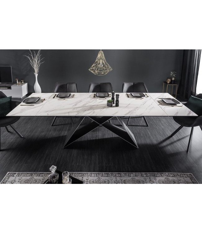 Invicta Interior Uitschuifbare eettafel PROMETHEUS 180-220-260cm wit marmer keramiek gemaakt in Italie - 39562