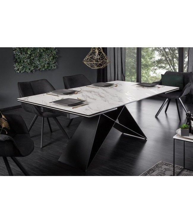 Invicta Interior Uitschuifbare eettafel PROMETHEUS 180-220-260cm wit marmer keramiek gemaakt in Italie - 39562