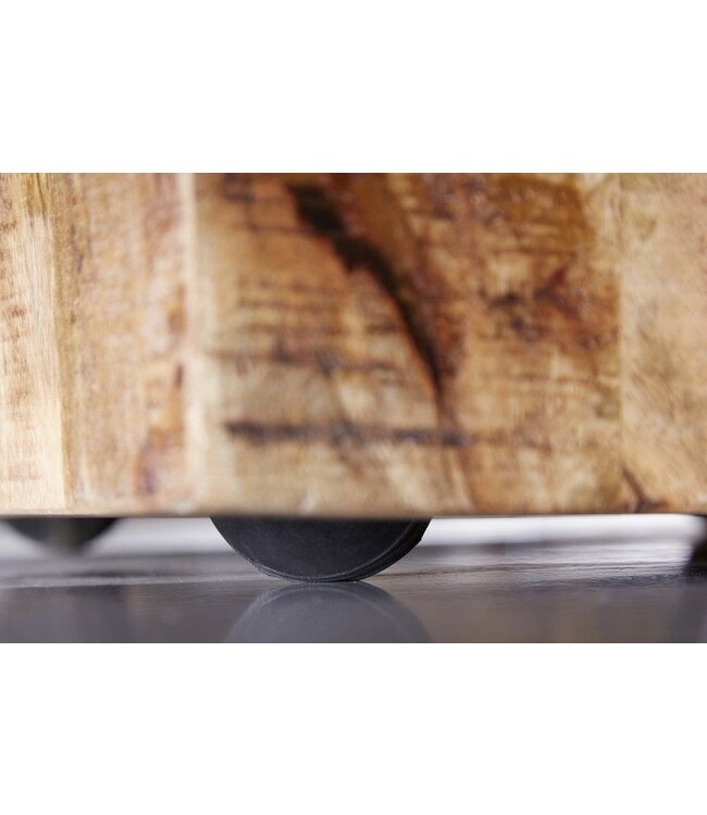 Invicta Interior Stevige bijzettafel FACTORY 40cm gevlamd mangohout op wielen - 39582