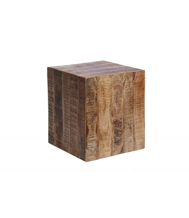 Invicta Interior Stevige bijzettafel FACTORY 40cm gevlamd mangohout op wielen - 39582