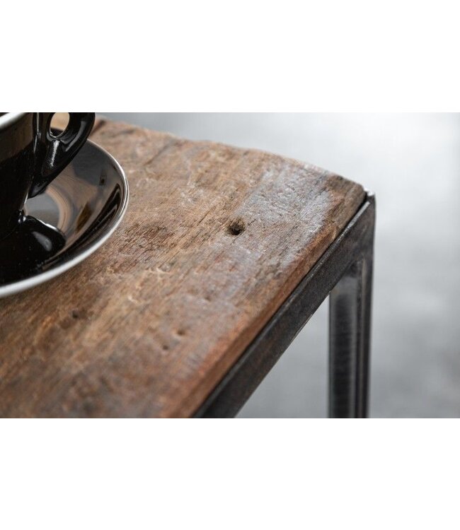 Invicta Interior industrieele bijzettafel BARRACUDA 40cm gerecycled hout met gebogen poten - 39586