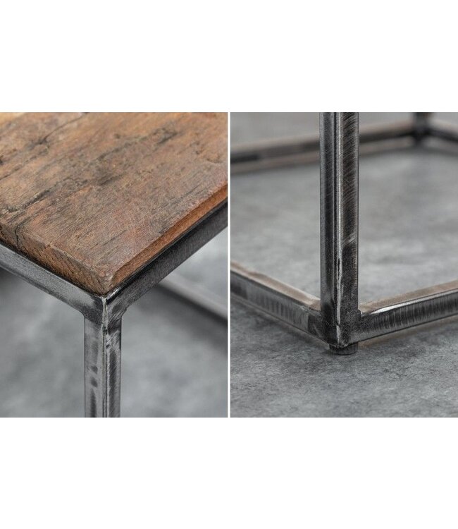 Invicta Interior industrieele bijzettafel BARRACUDA 40cm gerecycled hout met gebogen poten - 39586