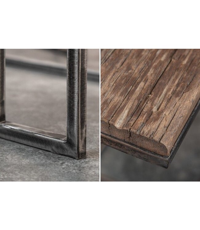 Invicta Interior industrieele set van 2 bijzettafels BARRACUDA 45cm Salholz met gebogen poten - 39593