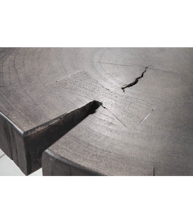 Invicta Interior Ronde bijzettafel GOA 45cm grijs massief acaciahout boomschijf kruk haarspeldpoten metaal - 39597