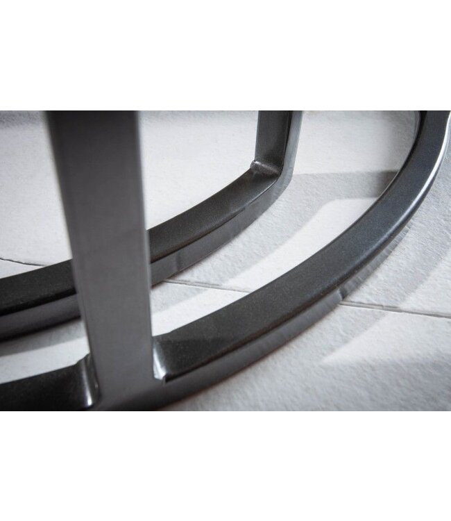 Invicta Interior industrieele set van 2 bijzettafels ELEMENTS 60cm grijs massief mangohout rond zwart metaal - 39657