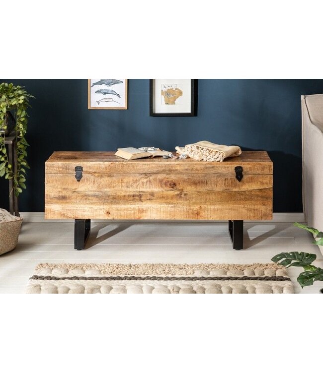 Invicta Interior industrieele kistbank FACTORY LOFT Bank van natuurlijk mangohout 115 cm - 39663