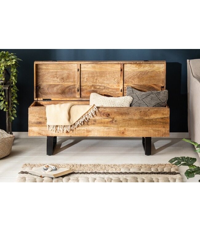 Invicta Interior industrieele kistbank FACTORY LOFT Bank van natuurlijk mangohout 115 cm - 39663