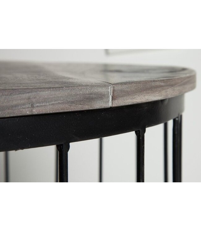Invicta Interior Ronde salontafel FACTORY LOFT 60cm grijs mangohout zwart metalen frame handgemaakt - 39672