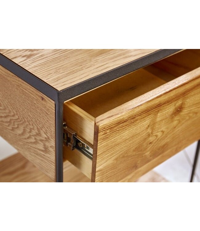 Invicta Interior industrieele bijzettafel SCORPION 40cm wild eiken nachtkastje met lade - 39709