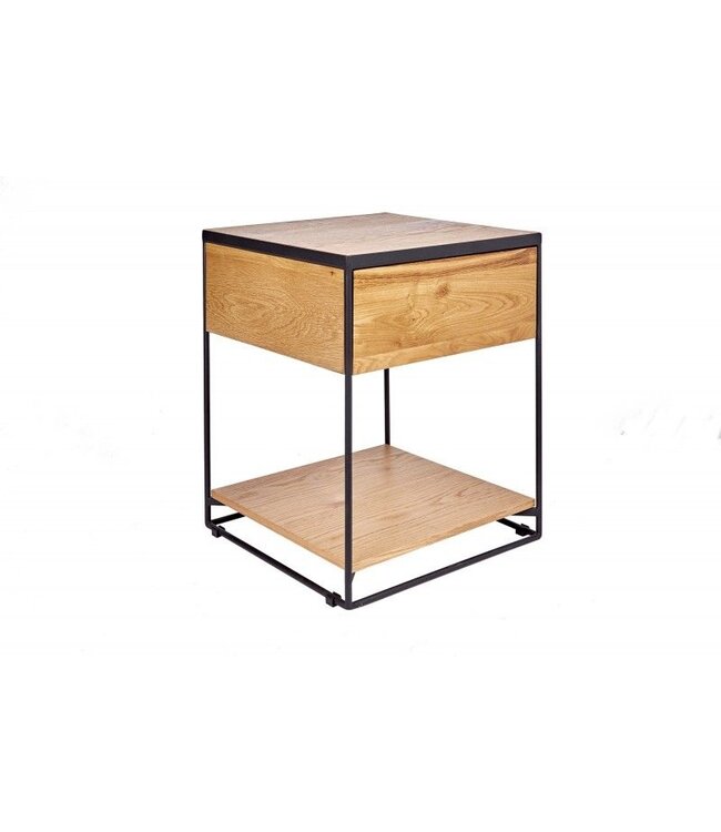 Invicta Interior industrieele bijzettafel SCORPION 40cm wild eiken nachtkastje met lade - 39709