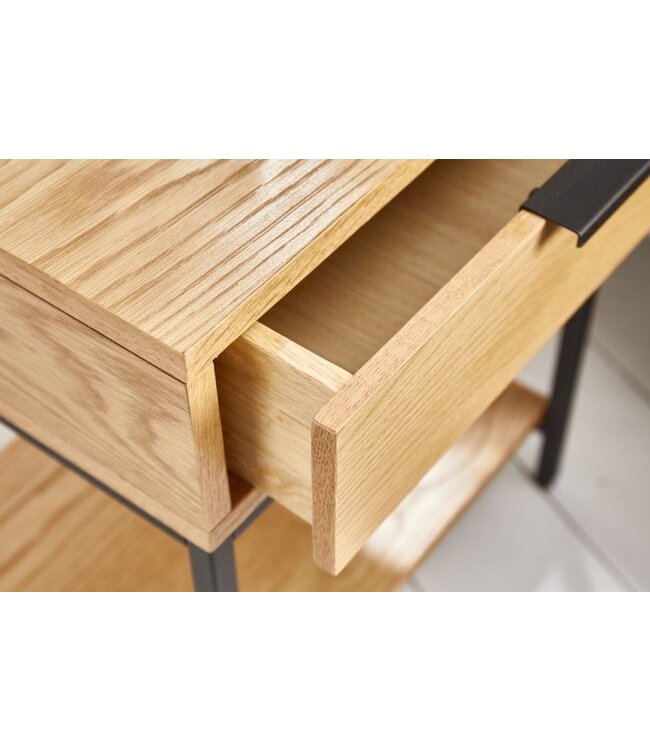 Invicta Interior Industrieel nachtkastje ELEMENTS 40cm eiken bijzettafel met lade - 39710