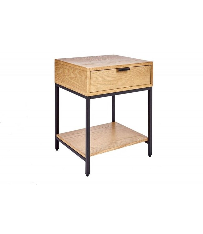 Invicta Interior Industrieel nachtkastje ELEMENTS 40cm eiken bijzettafel met lade - 39710